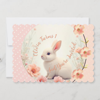 Convite Cute Bunny And Floral