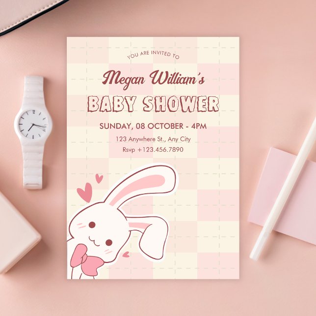 Convite Cute bunny baby shower  (Criador carregado)