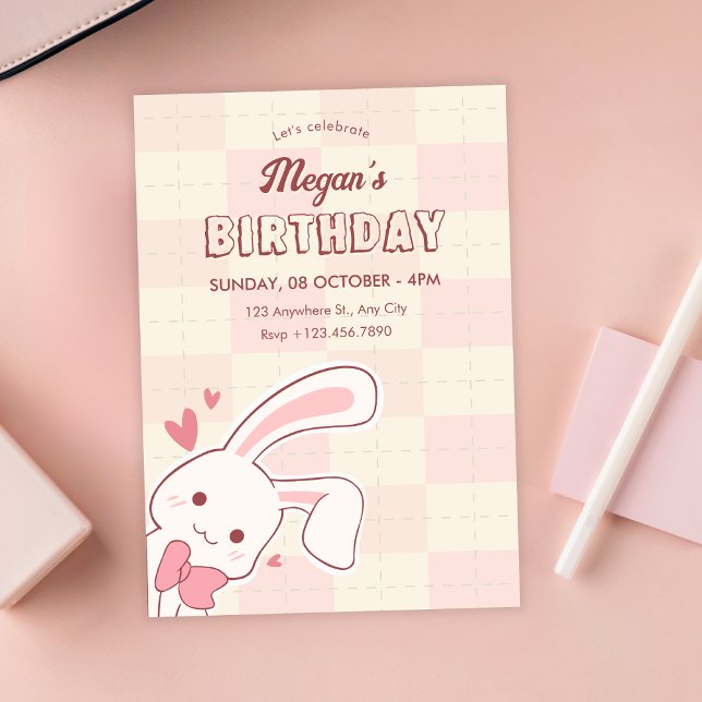 Convite Cute bunny birthday (Criador carregado)