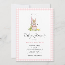 Convite Cute  Bunny Blue Baby Girl Shower 