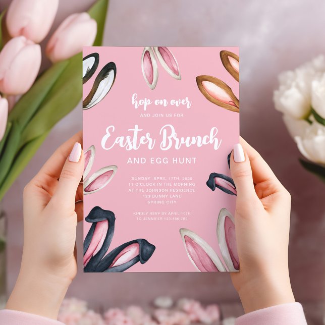 Convite Cute Bunny Ears Páscoa Brunch (Cute Bunny Ears Easter Brunch Invitation)