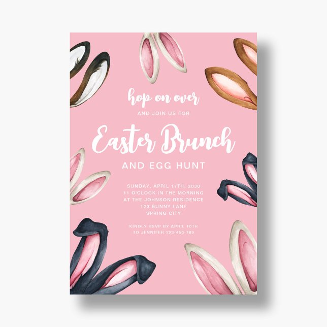 Convite Cute Bunny Ears Páscoa Brunch (Cute Bunny Ears Easter Brunch Invitation)