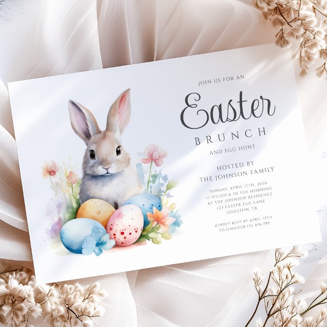 Convite Cute Bunny Egg Hunt & Páscoa Brunch (Cute Bunny Egg Hunt & Easter Brunch Invitation)