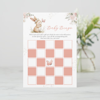 Convite Cute Bunny  Girl Baby Shower Baby Bingo Card