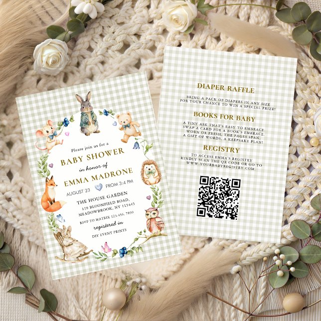 Convite Cute Bunny Rabbit Woodland Baby Shower (Criador carregado)