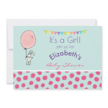 Cute Bunny segurando um Chá de fraldas de balão