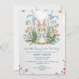 Convite Cute Bunny Spring Floral Baby Shower