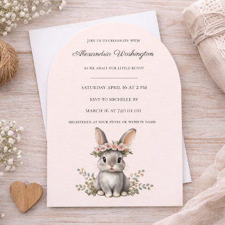 Convite Cute Bunny Theme Gender Neutral Baby Shower