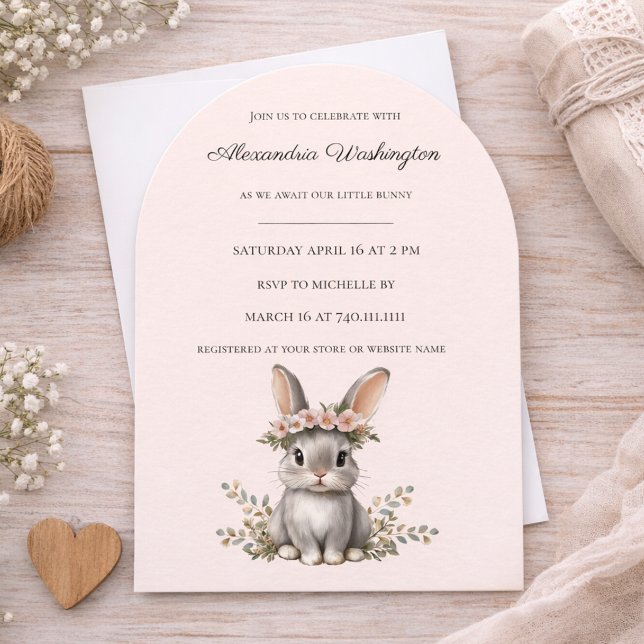 Convite Cute Bunny Theme Gender Neutral Baby Shower (Criador carregado)