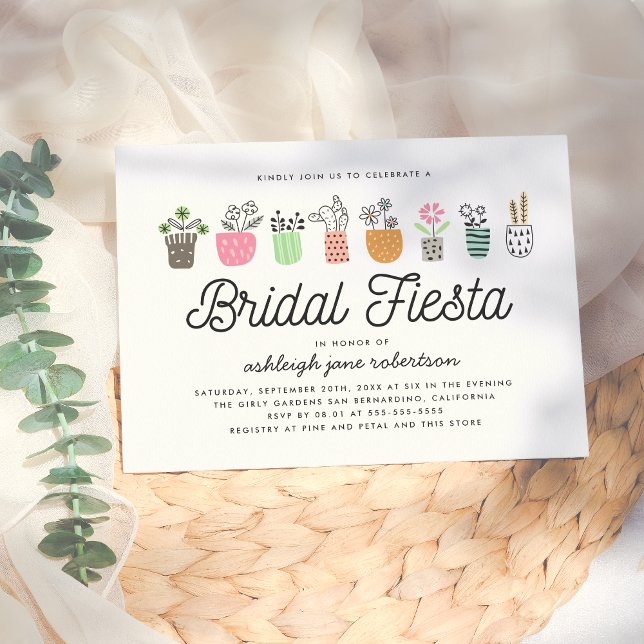 Convite Cute Cactus Bridal Fiesta Chá de Noiva (Criador carregado)