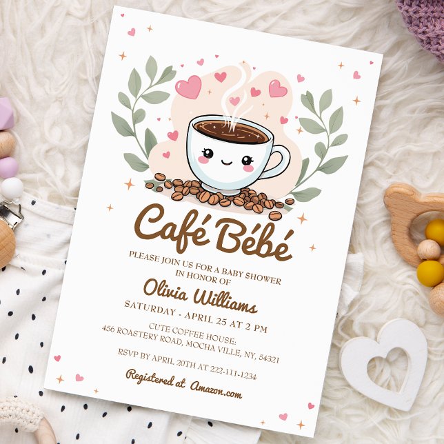 Convite Cute Cafe Bebe Está Fazendo Chá de fraldas De Café (Criador carregado)
