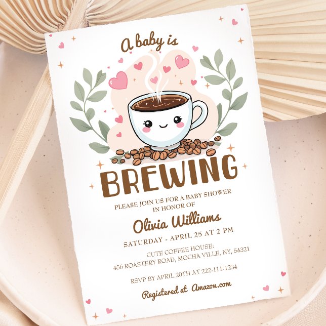 Convite Cute Cafe Bebe Está Fazendo Chá de fraldas De Café (Criador carregado)
