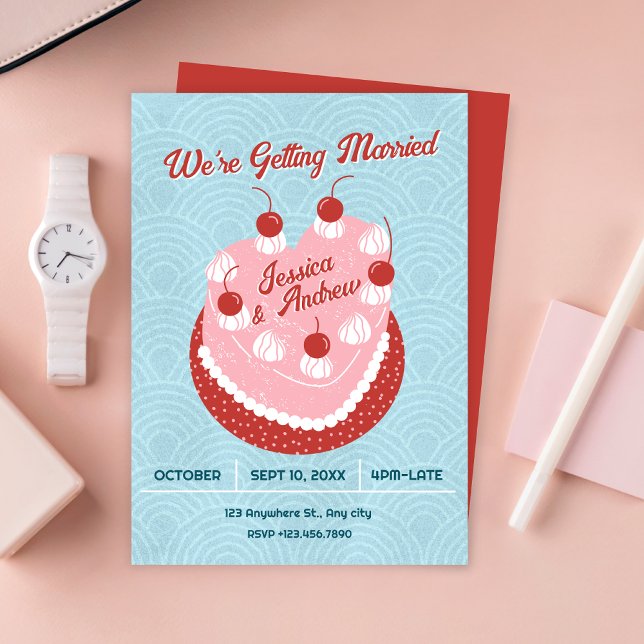 Convite Cute cake heart wedding (Criador carregado)