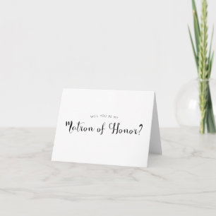Convite Cute Calligraphy Matron of Honor Proposal Card