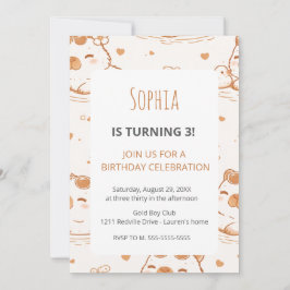 Convite Cute Capybara Kids Birthday Party Invitation
