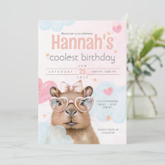 Convite Cute Capybara-Themed Birthday Invitation