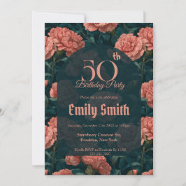 Convite Cute Carnation Sparkle Boho Birthday