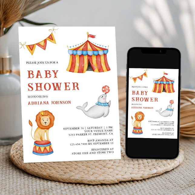 Convite Cute Carnival Circus Baby Shower (Criador carregado)