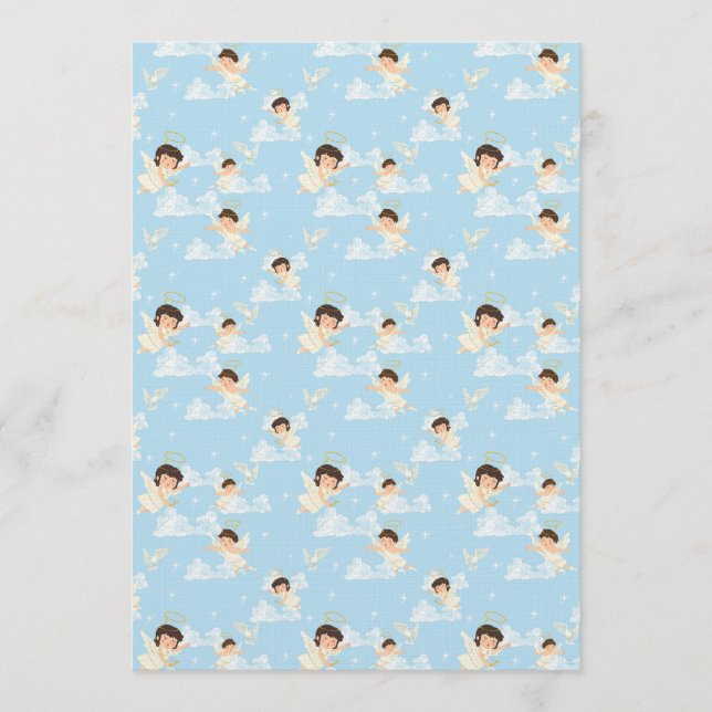 Convite Cute Cartoon Angels And Doves Seamless Pattern (Frente)