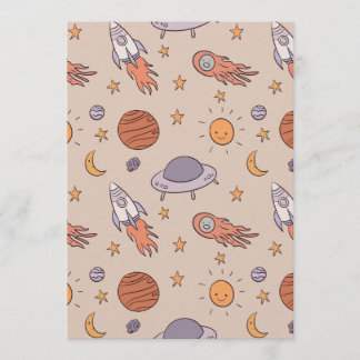 Convite Cute Cartoon Outer Space Seamless Pattern Design