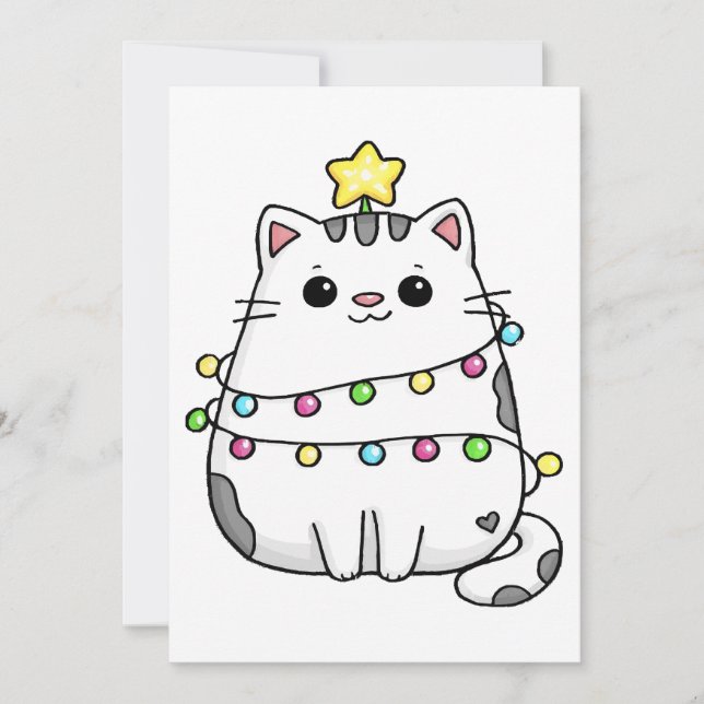 Convite Cute Cat Christmas design  (Frente)