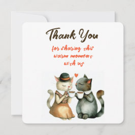 Convite Cute Cat Couple Wedding Thank You