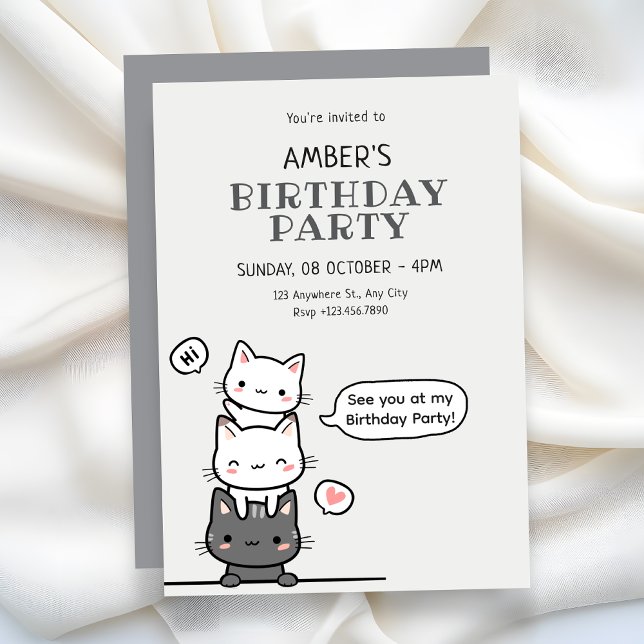 Convite Cute cats birthday  (Criador carregado)