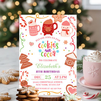 Convite Cute Christmas Cookies and Cocoa Birthday party