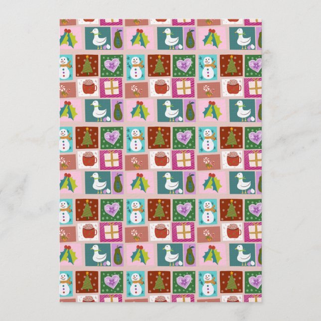 Convite Cute Christmas Patchwork Pattern (Frente)