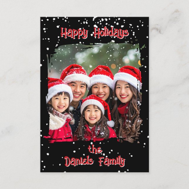 Convite Cute Christmas Snow Family  Photo Card (Frente)
