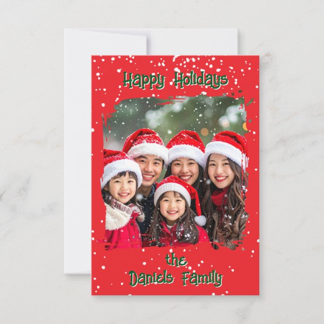 Convite Cute Christmas Snow Family  Photo Card (Frente)