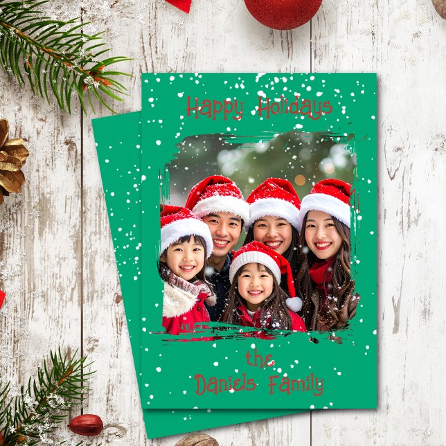 Convite Cute Christmas Snow Family  Photo Card (Criador carregado)