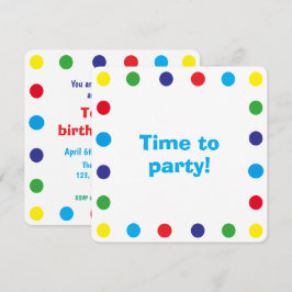 Convite Cute & Colorful Dots Kids Birthday Party