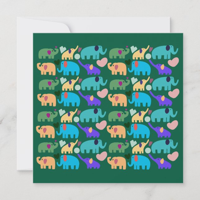 Convite Cute Colorful Elephant Seamless Pattern (Frente)