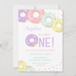 Convite Cute Colorful Sprinkle Donuts First Birthday
