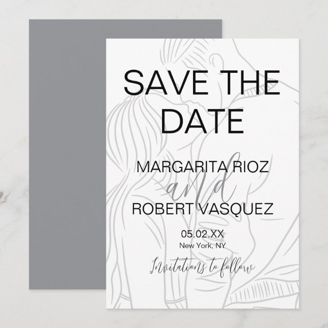 Convite Cute Couple Script Save the Date (Frente/Verso)