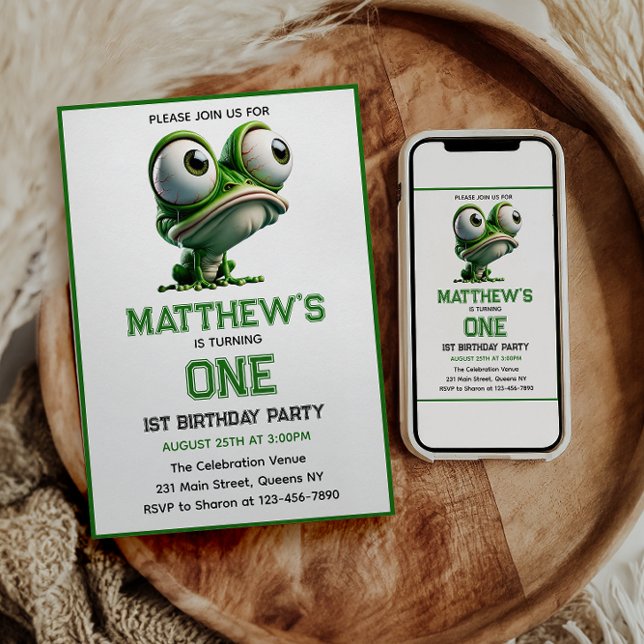 Convite Cute Crazy Frog Farm Theme 1st Birthday  (Cute Crazy Frog Farm Theme 1st Birthday Invitation
)