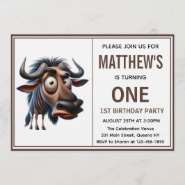Convite Cute Crazy wildebeest =Theme 1st Birthday photo