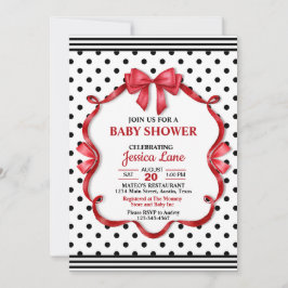 Convite Cute Crimson Bow Baby Shower Invitation