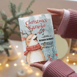 Convite Cute Deer Cantando Natal Festa Karaoke