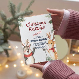 Convite Cute Deers Cantando O Partido Karaoke De Natal