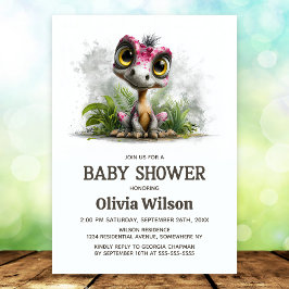 Convite Cute Dinosaur Baby Shower Invitation