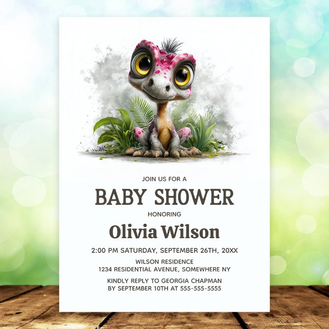 Convite Cute Dinosaur Baby Shower Invitation (Criador carregado)