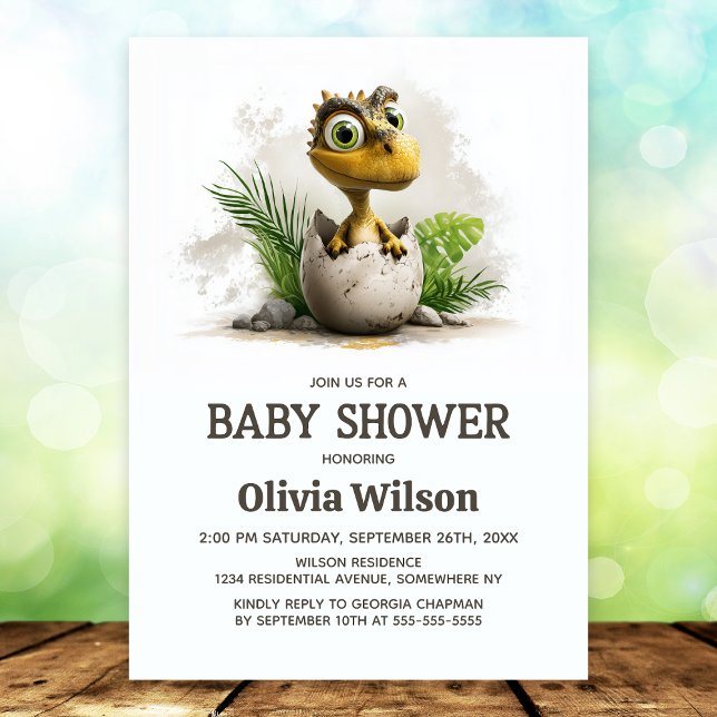 Convite Cute Dinosaur Baby Shower Invitation (Criador carregado)