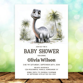 Convite Cute Dinosaur Baby Shower Invitation
