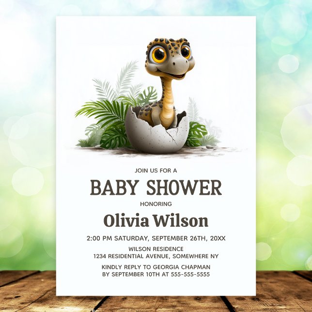 Convite Cute Dinosaur Baby Shower Invitation (Criador carregado)