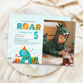 Convite Cute Dinosaurs Stomp Chomp and roar birhtday boy 