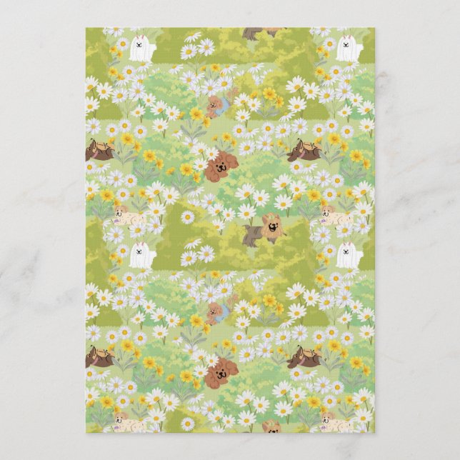Convite Cute Dogs With Daisy Flowers Seamless Pattern (Frente)