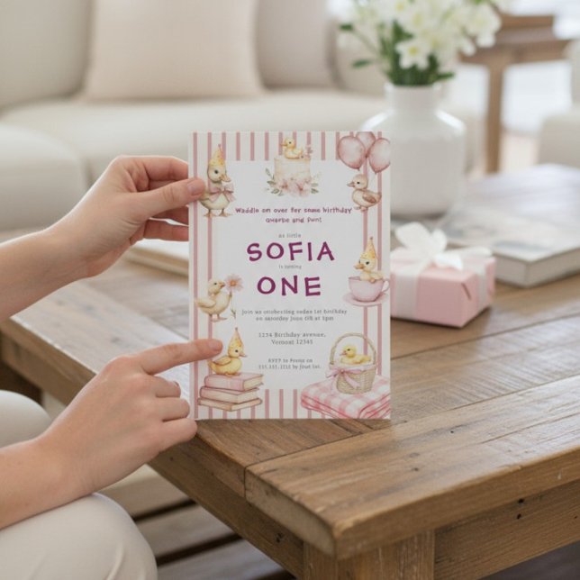 Convite Cute Duckling First Birthday Invitation (Criador carregado)