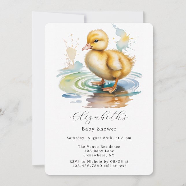 Convite Cute Duckling Gender Neutral Baby Shower (Frente)
